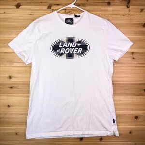 Land Rover T-Shirt Mens Large White Retro Logo Short Sleeve Tee Shirt
